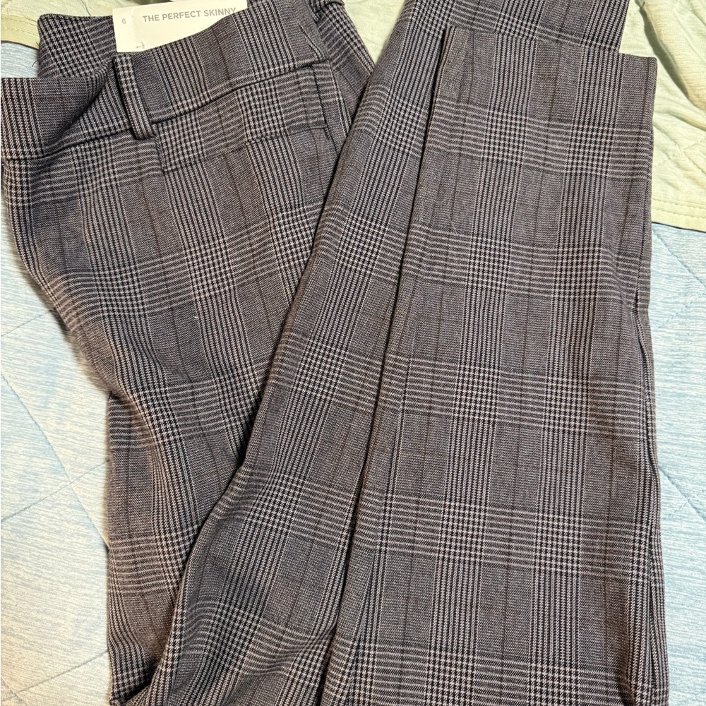 LOFT Charcoal Checkered Skinny Pants